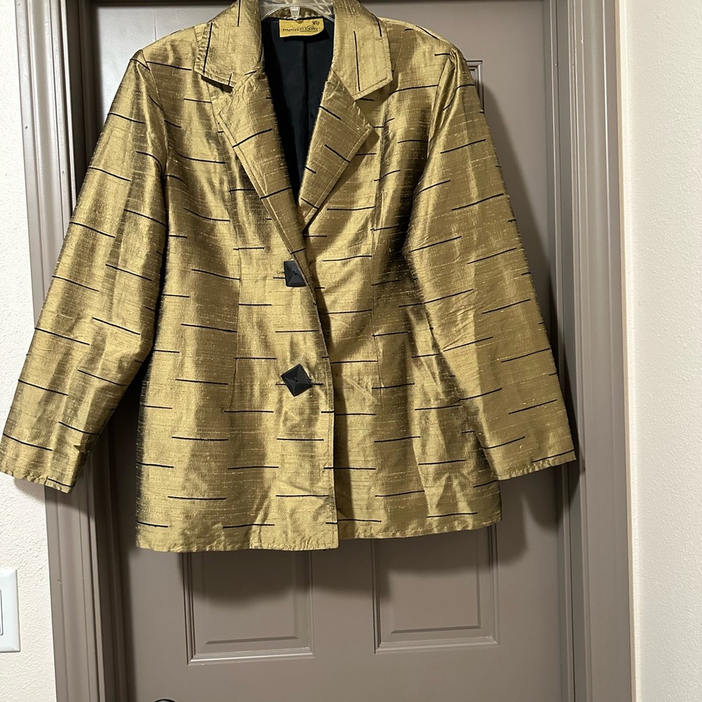 Chic Gold Women's Blazer Painted Pony Size M L
